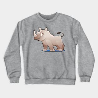 Majestic Horns: Pixel Art Rhino Design for Fashionable Attire Crewneck Sweatshirt